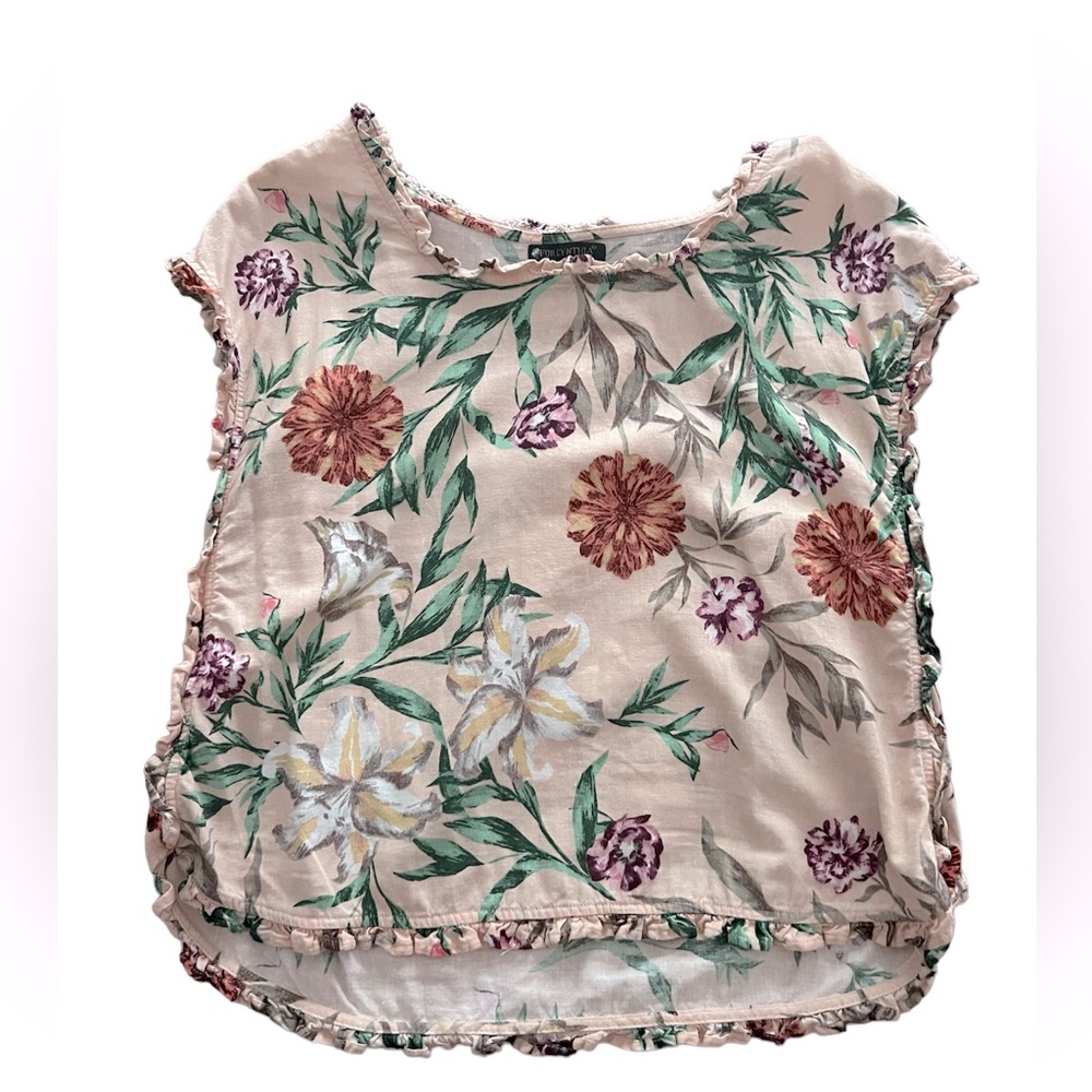 For Cynthia Ruffle Linen Top Size Medium